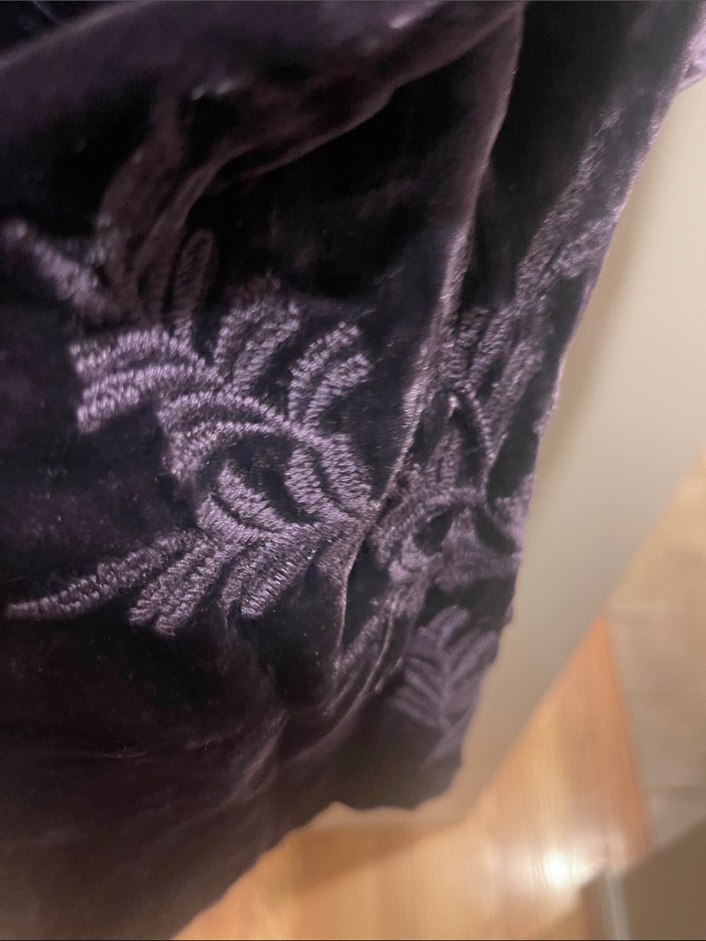 Johnny Was Purple Velvet Button-Down Shirt with Embroidery - Picture 5 of 7